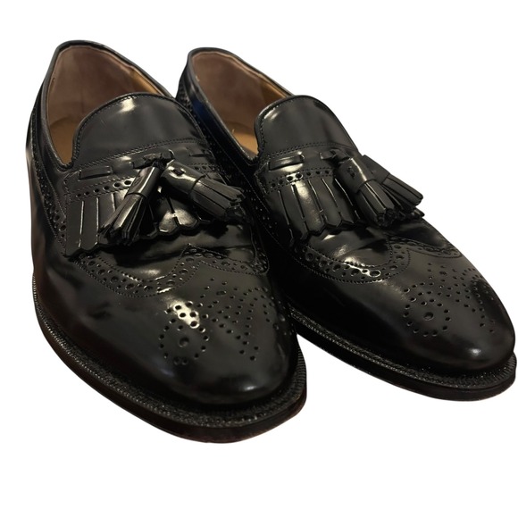 Johnston & Murphy Mens Tassel Wingtip Loafers Dress Shoes Black Leather 8.5 D/B - Picture 1 of 16